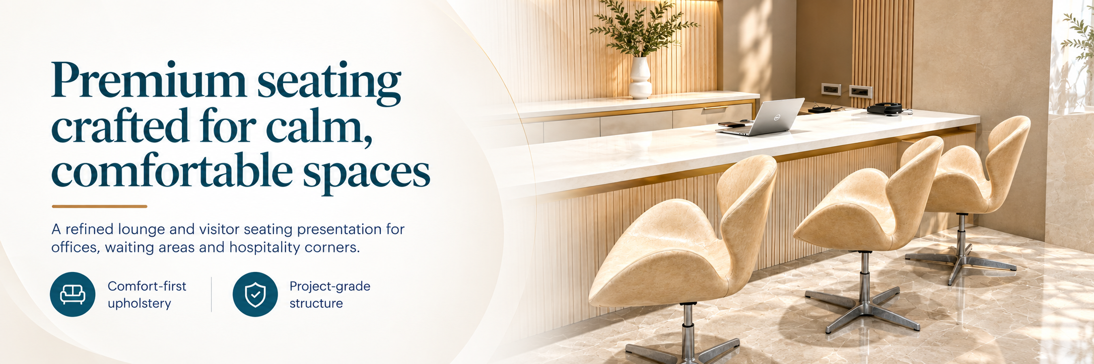 Premium cosy chair seating banner for Destino Furniture Studio